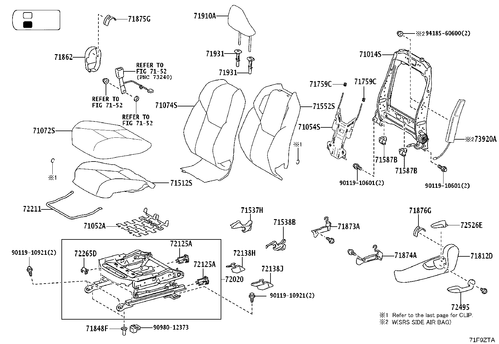 71014-0KA90 FRAME SUB-ASSY, FRONT SEAT BACK, LH product image