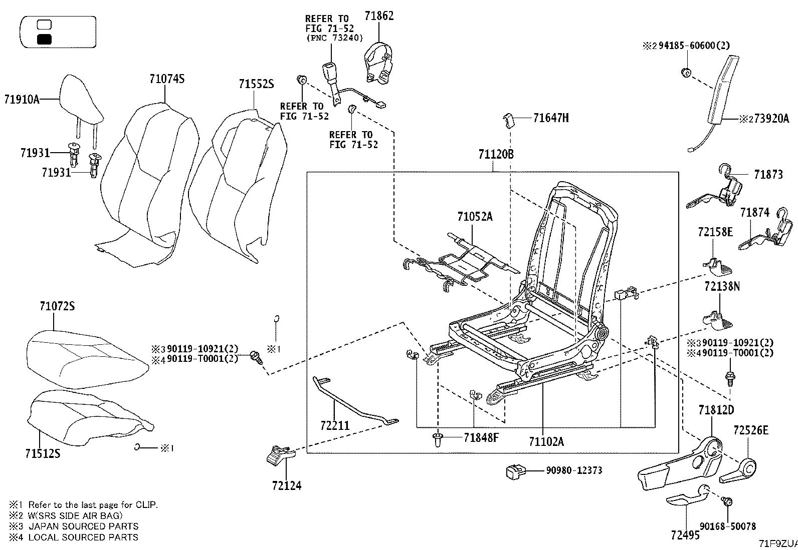 71014-0KA90 FRAME SUB-ASSY, FRONT SEAT BACK, LH product image