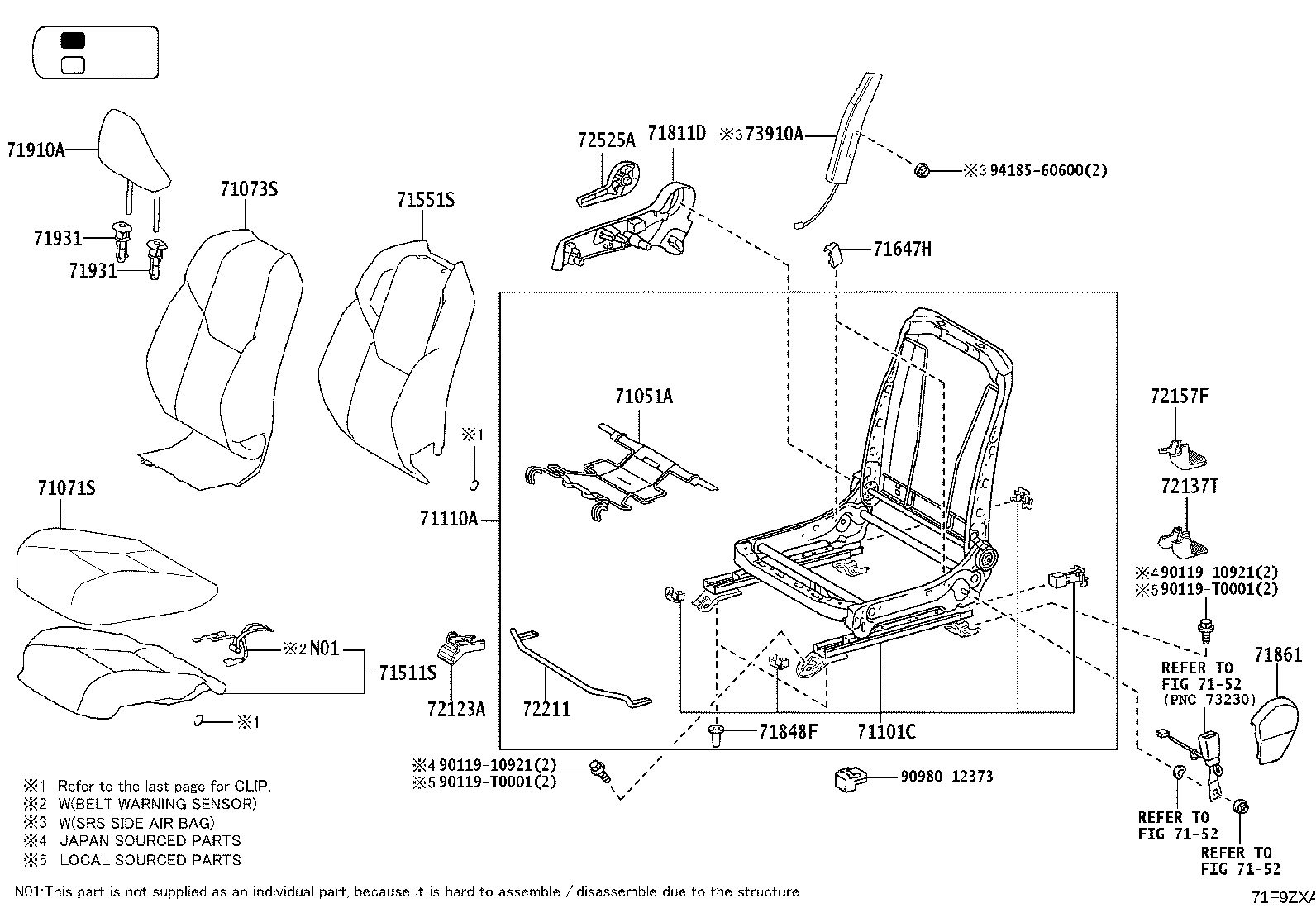 71014-0KA90 FRAME SUB-ASSY, FRONT SEAT BACK, LH product image