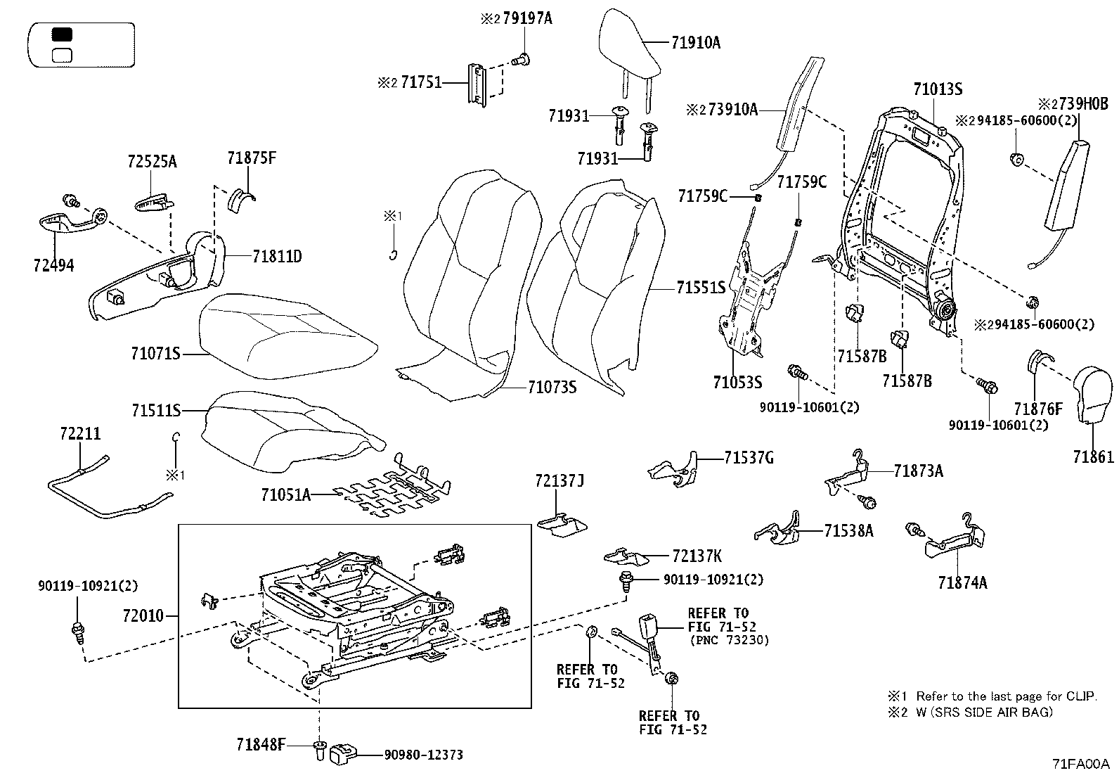 71014-0KA90 FRAME SUB-ASSY, FRONT SEAT BACK, LH product image