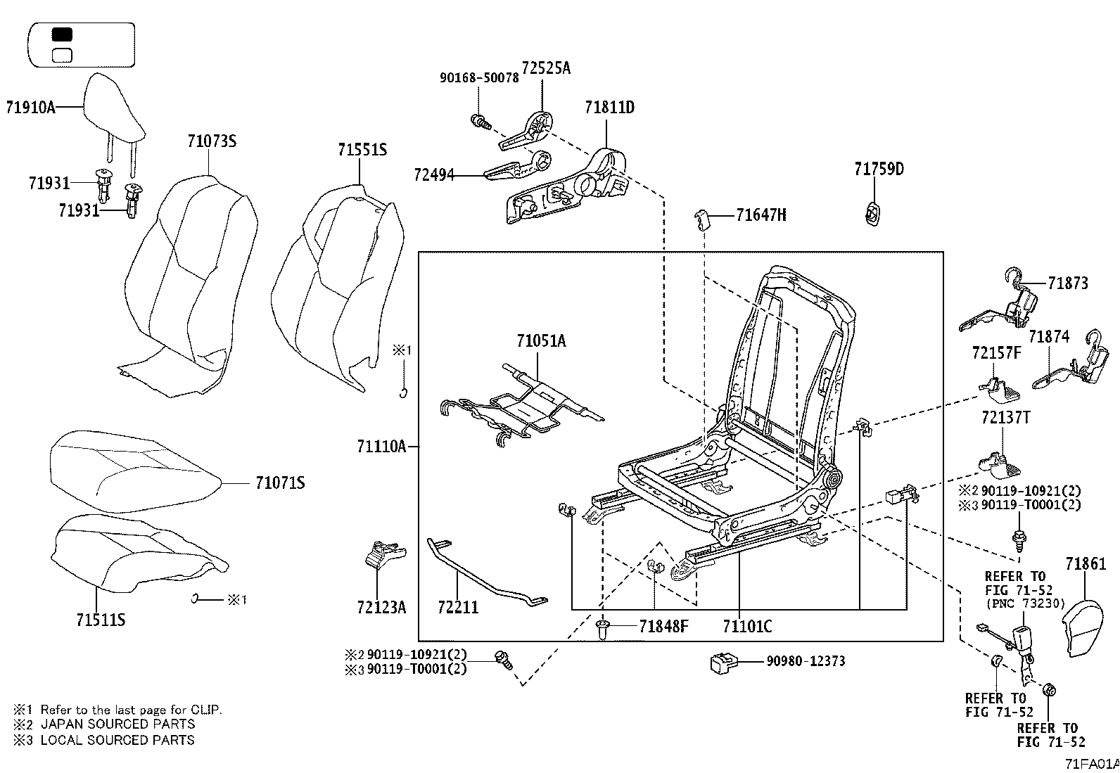 71014-0KA90 FRAME SUB-ASSY, FRONT SEAT BACK, LH product image