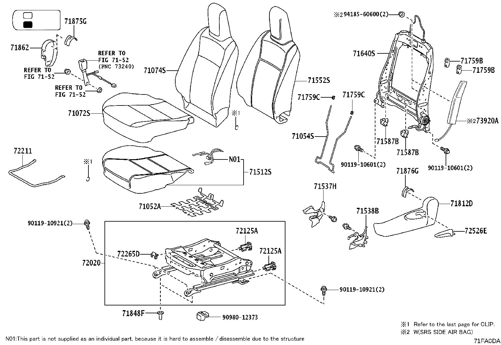 71014-0KA90 FRAME SUB-ASSY, FRONT SEAT BACK, LH product image