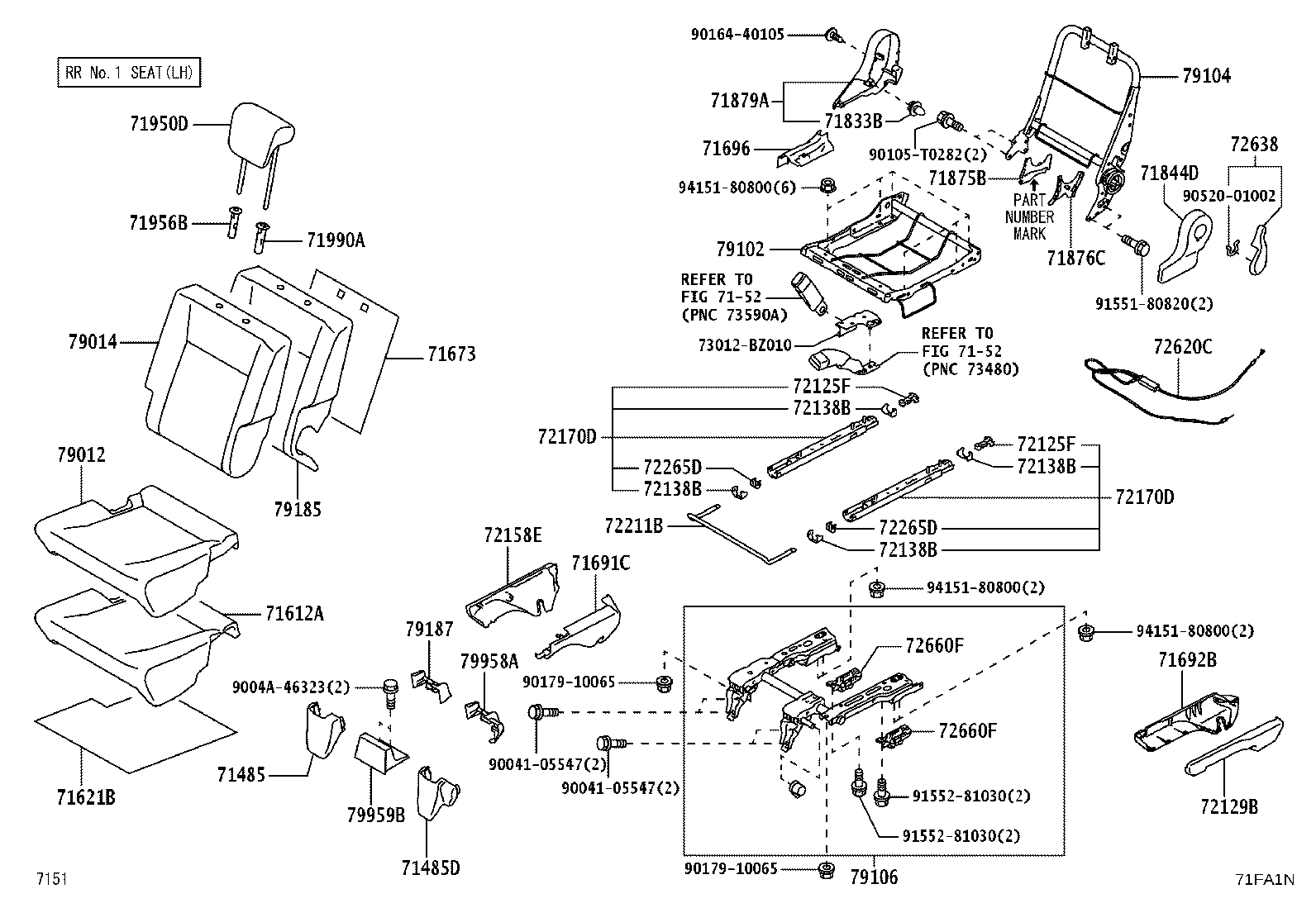79103-BZ040 FRAME SUB-ASSY, NO.1 SEAT BACK, RH product image