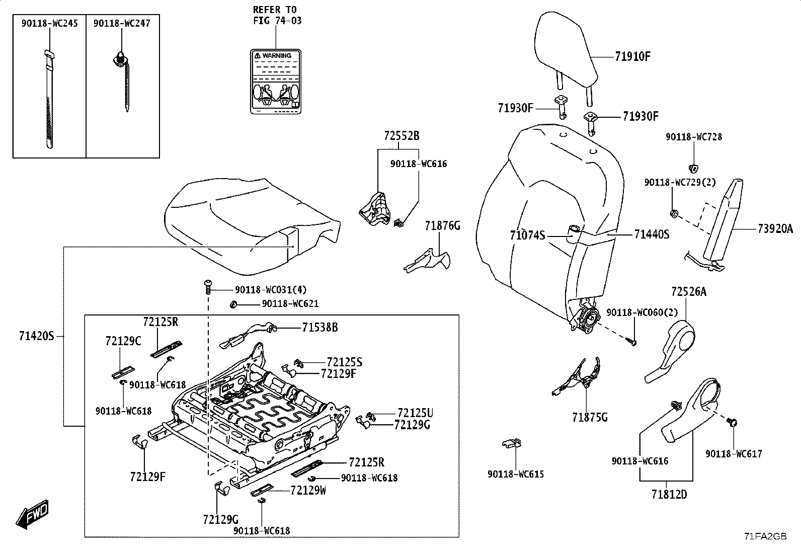 71511-WC005 PAD, FRONT SEAT CUSHION, RH(FOR SEPARATE TYPE) product image