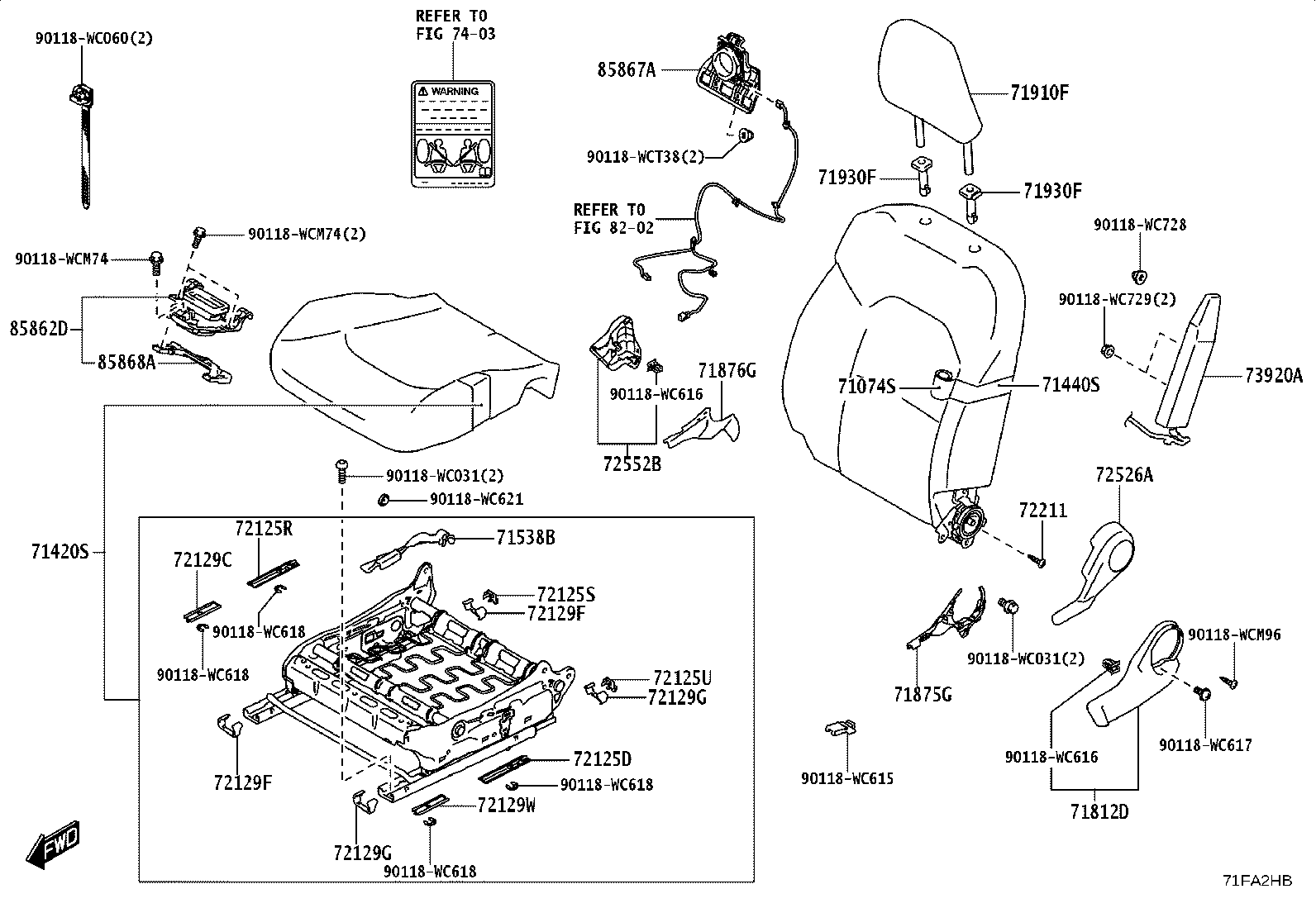 71511-WC005 PAD, FRONT SEAT CUSHION, RH(FOR SEPARATE TYPE) product image