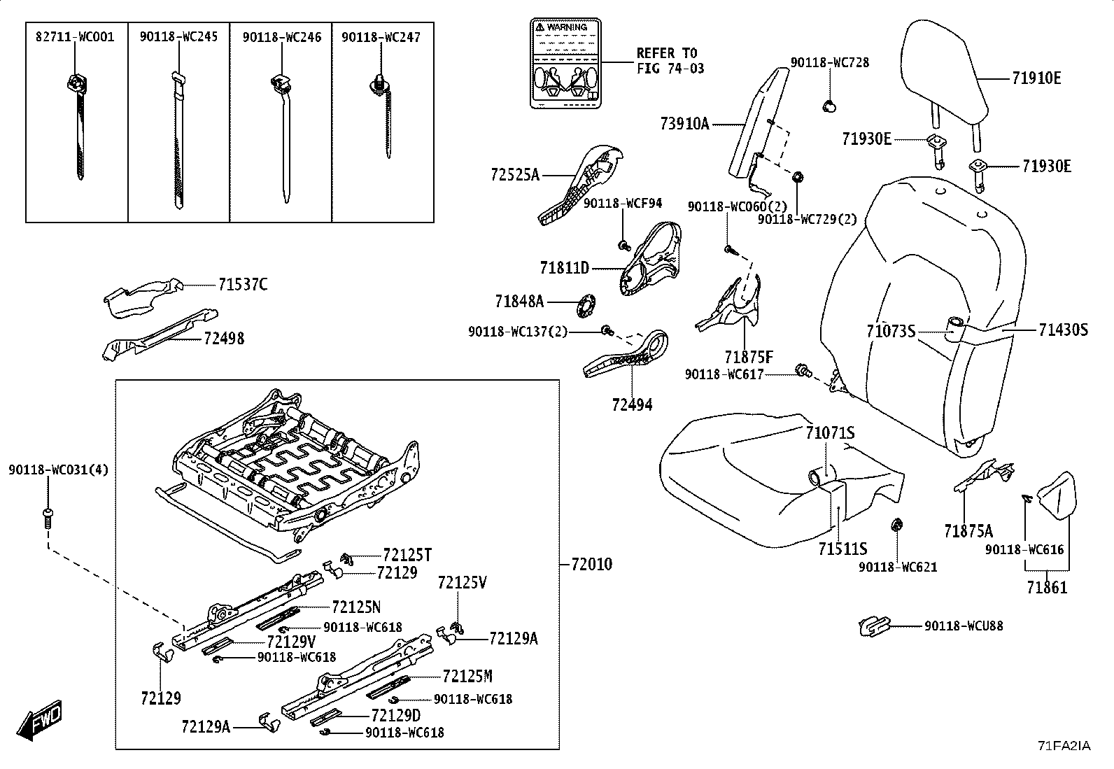 71511-WC005 PAD, FRONT SEAT CUSHION, RH(FOR SEPARATE TYPE) product image