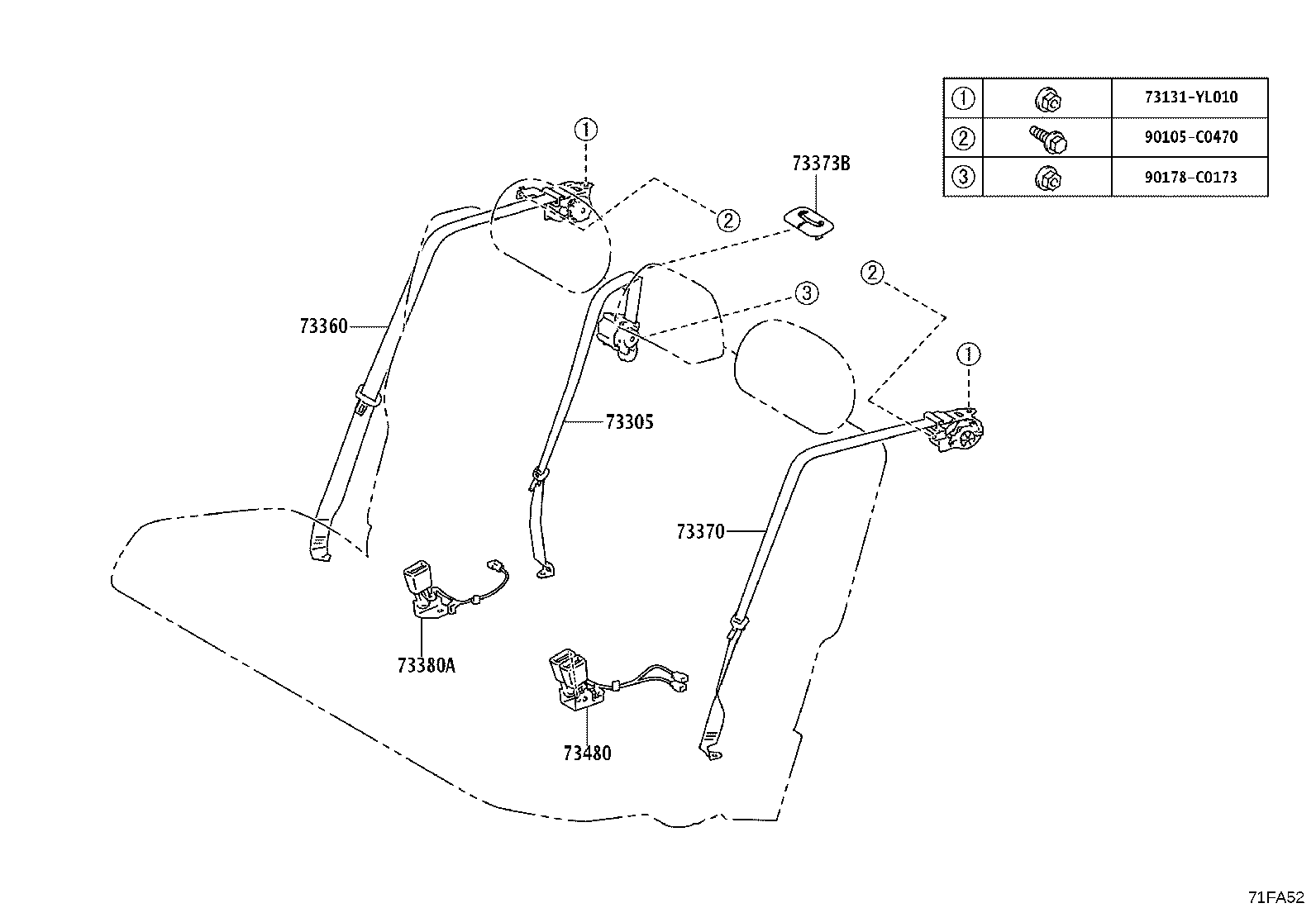 73230-YL020-D0 BELT ASSY, FRONT SEAT INNER, LH product image