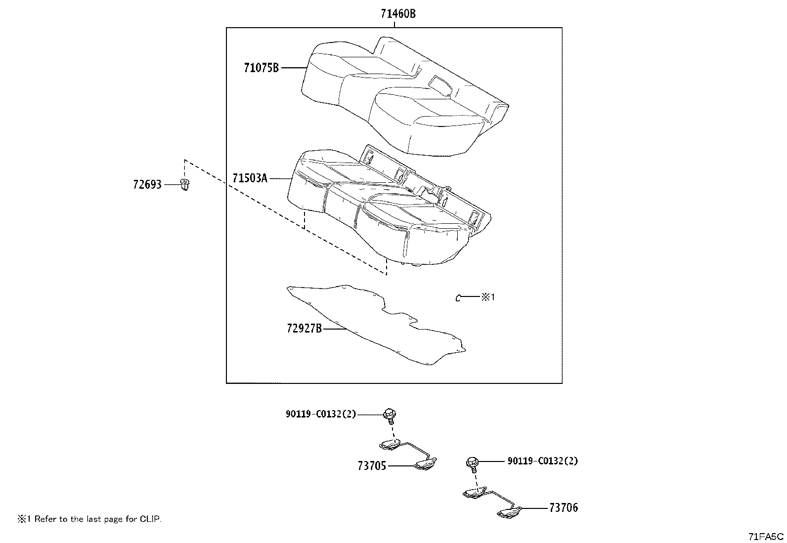 71077-0ZP91-J2 COVER, REAR SEAT BACK, RH (FOR SEPARATE TYPE) product image