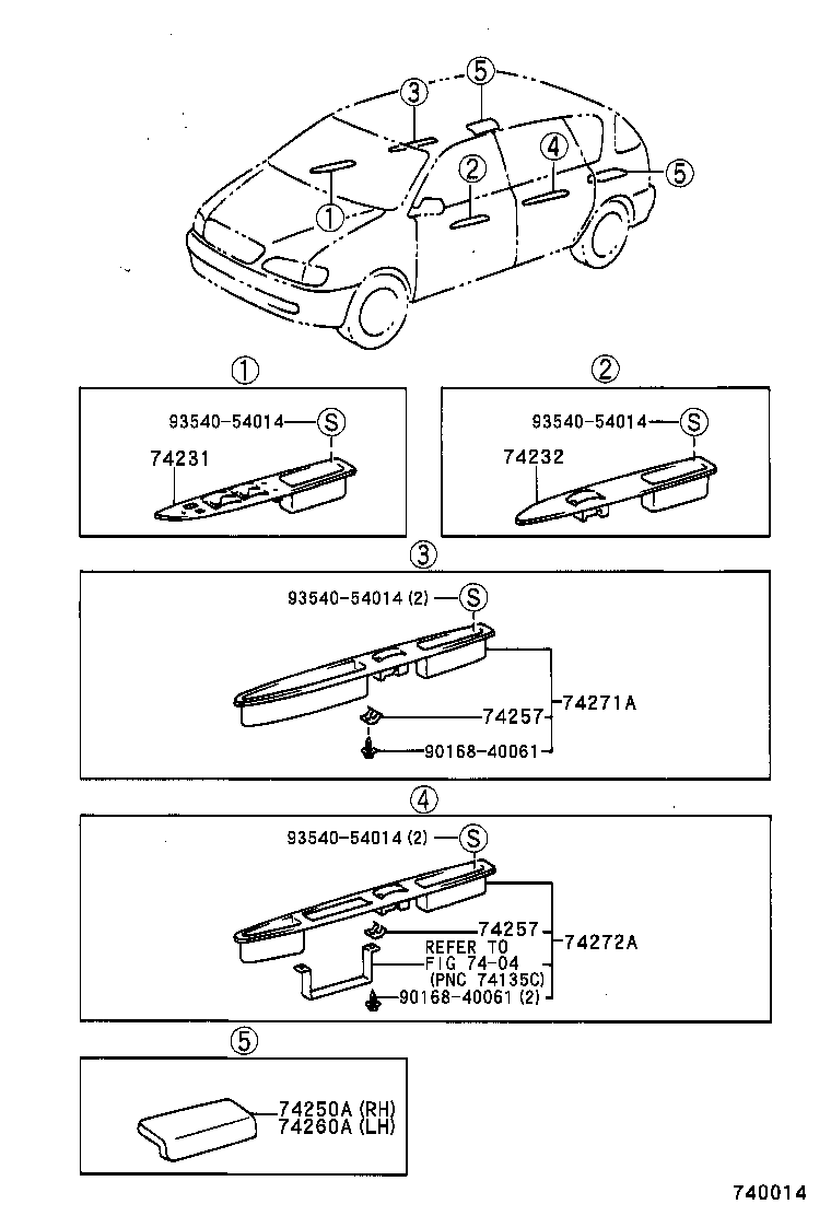 74232-44050 PANEL, FRONT ARMREST BASE, UPPER LH product image