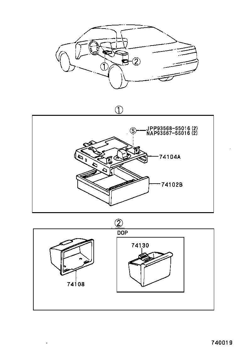 74102-33030 BOX SUB-ASSY, FRONT ASH RECEPTACLE product image