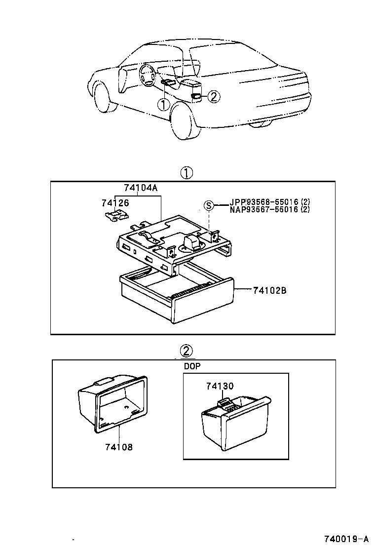 74126-AA010 SUPPORT, FRONT ASH RECEPTACLE RET, NO.3 product image
