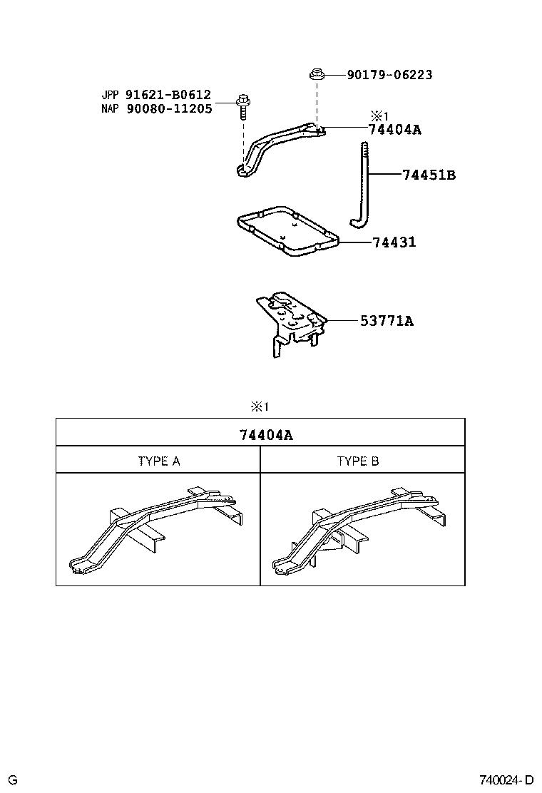 Toyota 74431-08010 TRAY, BATTERY