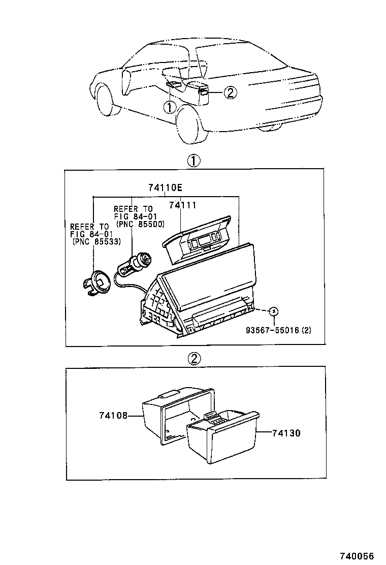 74110-33060 RECEPTACLE ASSY, FRONT ASH product image