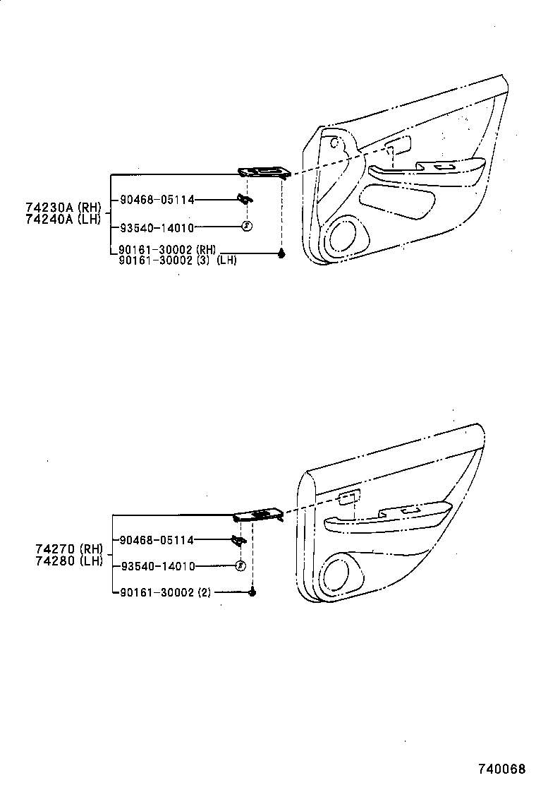 74270-33030 PANEL ASSY, REAR DOOR ARMREST BASE, RH product image