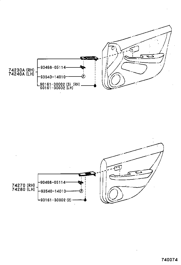 74230-33010 PANEL ASSY, FRONT DOOR ARMREST BASE, RH product image