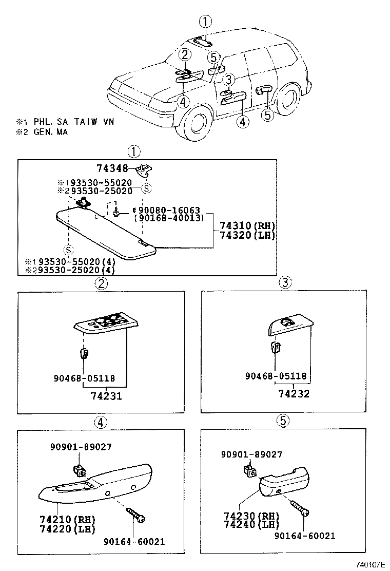 74348-0B010-B0 HOLDER, VISOR product image