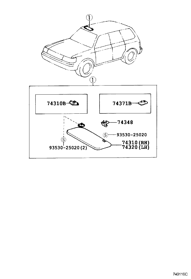 74348-0B010-B0 HOLDER, VISOR product image