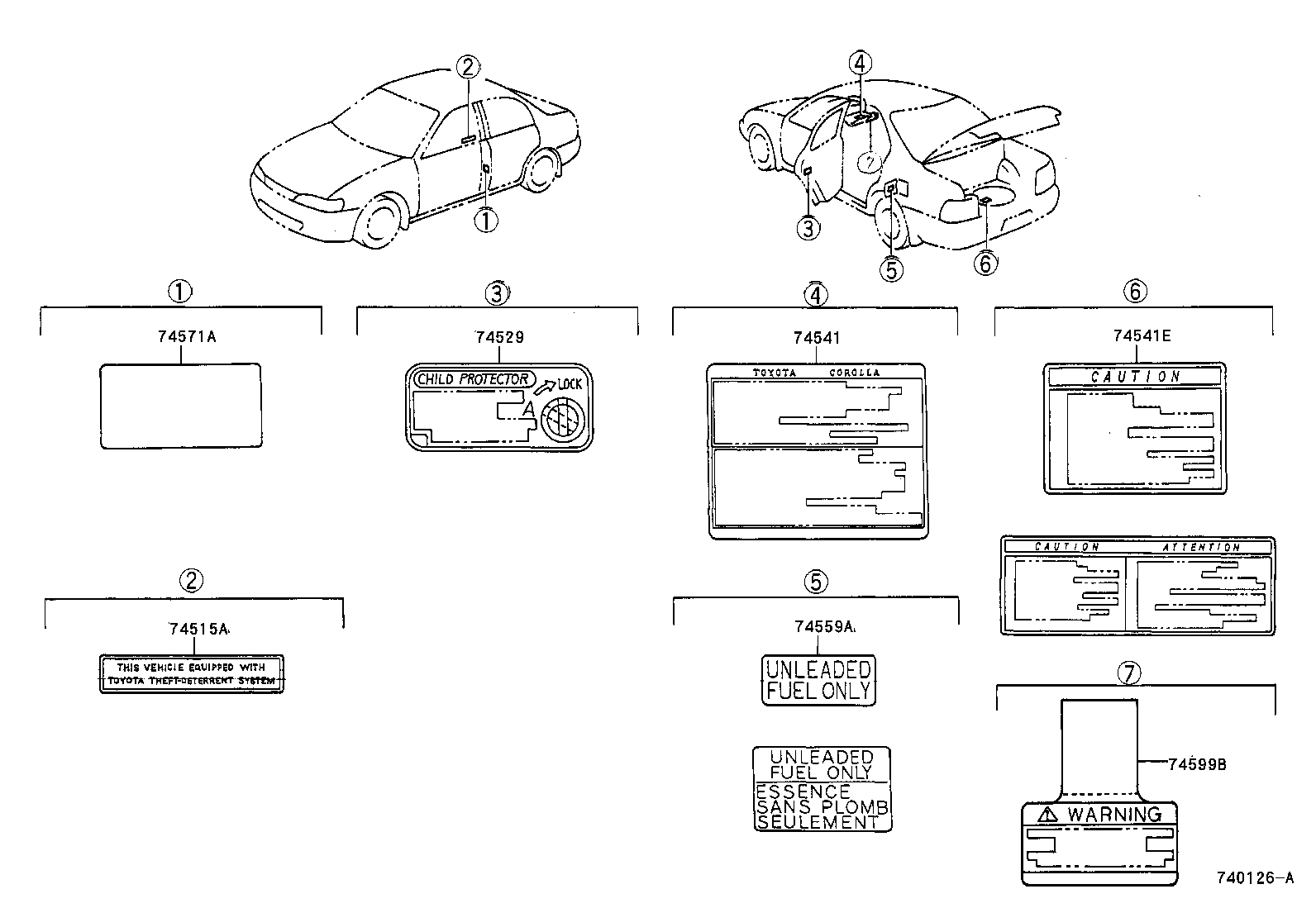 Toyota 69349-06010 PLATE, CHILD PROOF OR CHILD PROTECTOR LOCK CAUTION