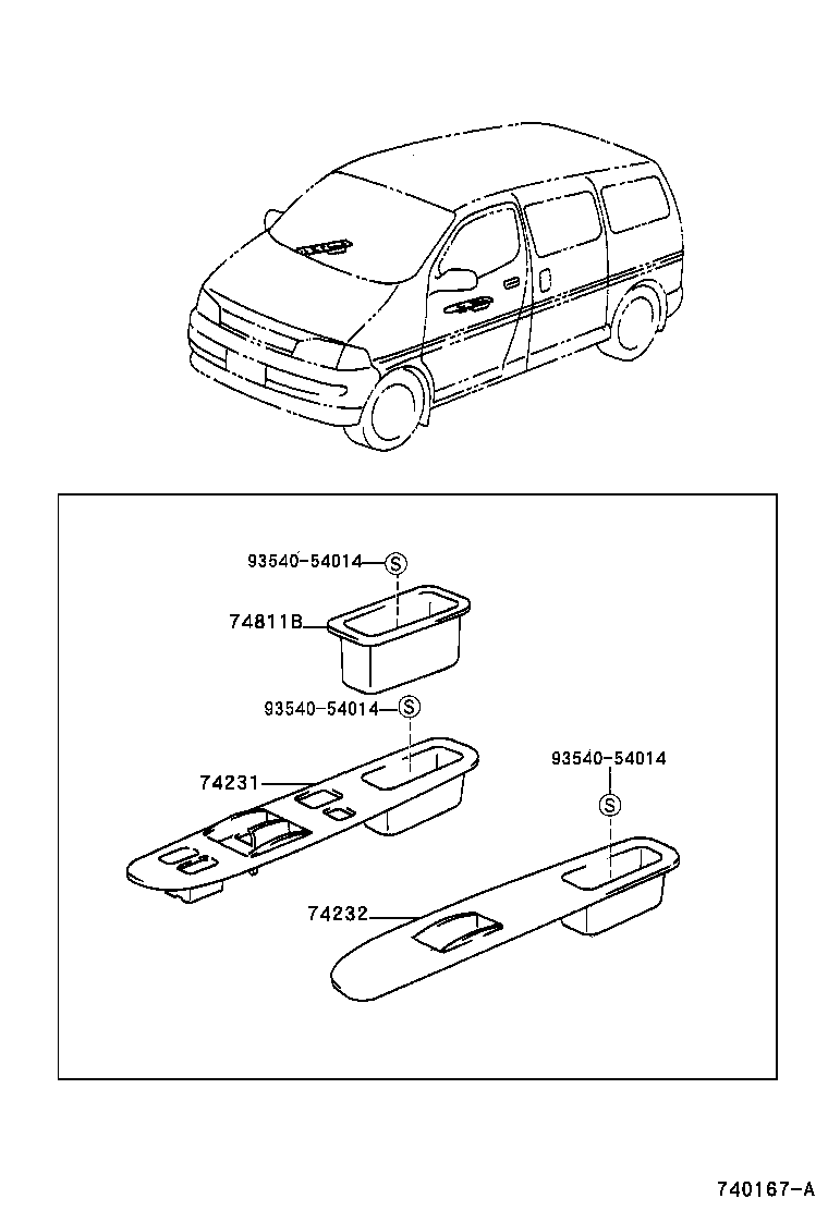 74232-26032 PANEL, FRONT ARMREST BASE, UPPER LH product image