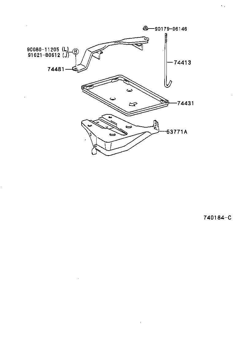 Toyota 53771-13010 SUPPORT, BATTERY CARRIER