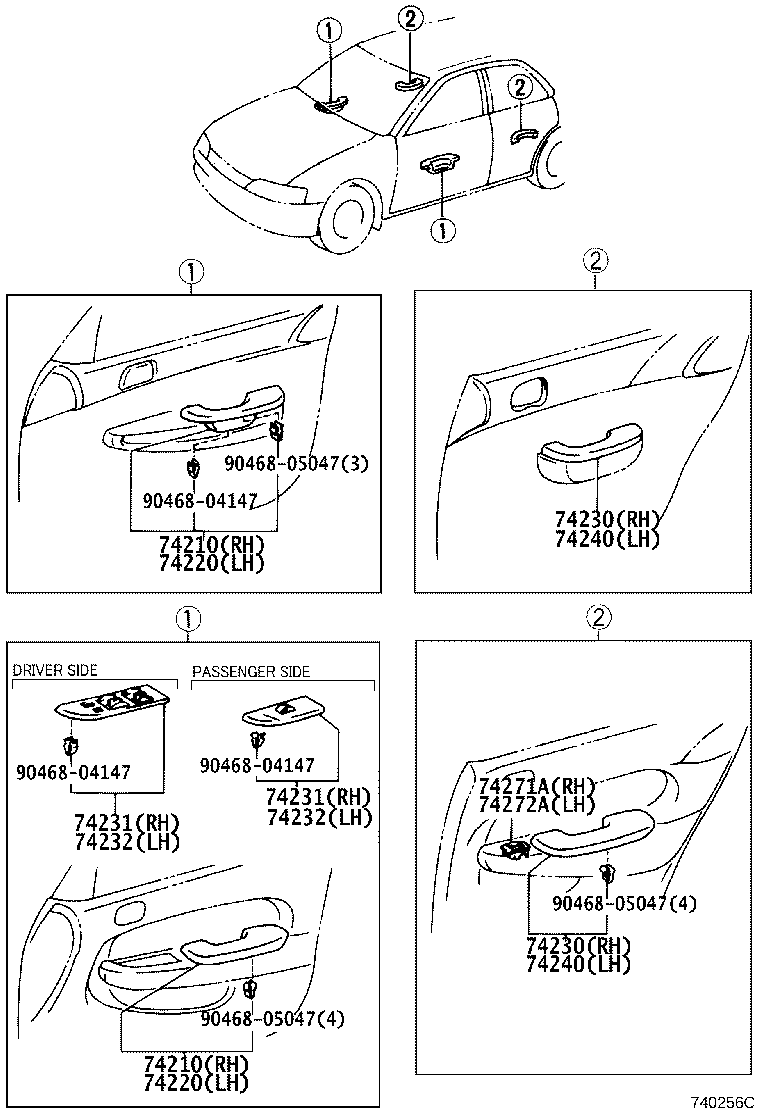 84656-32020-B2 PANEL, REAR DOOR ARMREST BASE, UPPER RH product image