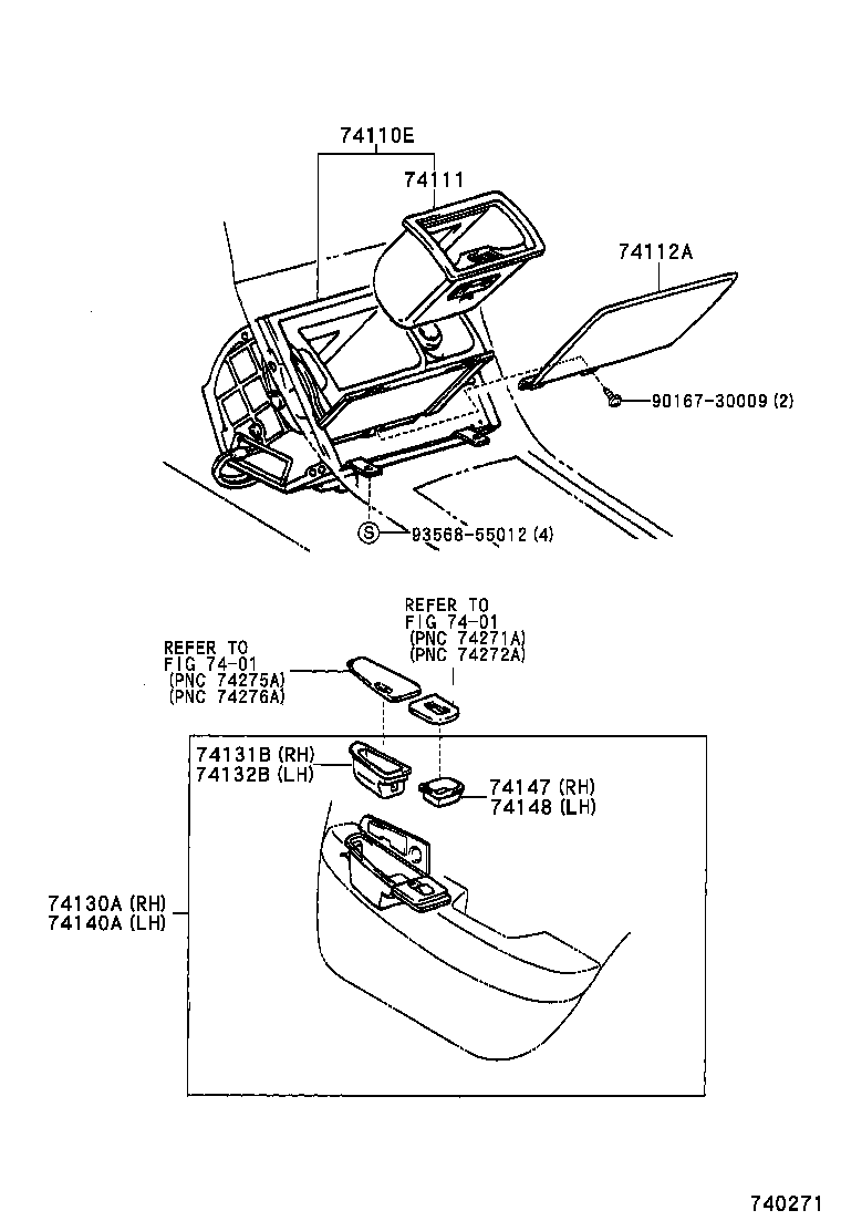 74102-50030 RECEPTACLE ASSY, FRONT ASH product image