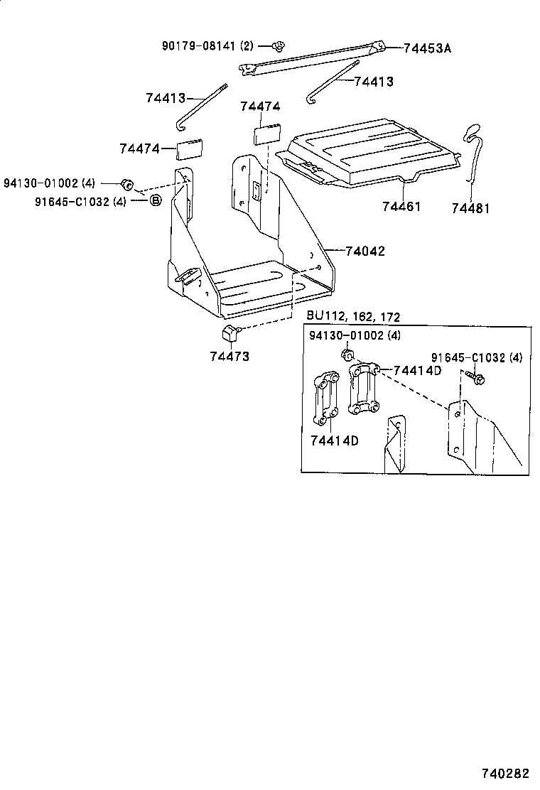 74411-37020 BRACKET, BATTERY, FRONT product image