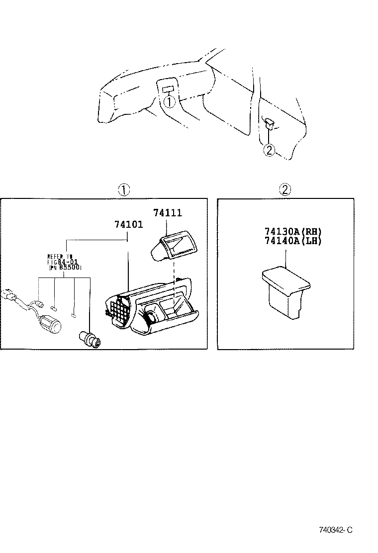 74101-30170 RECEPTACLE SUB-ASSY, FRONT ASH product image