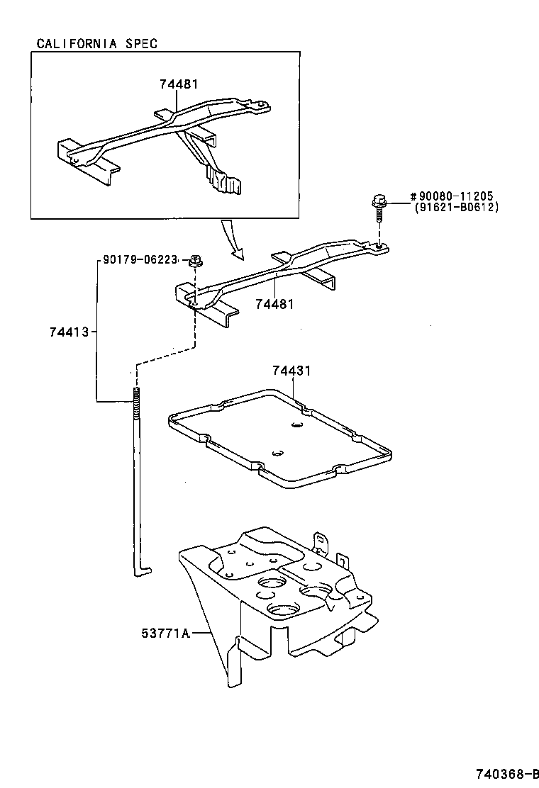 Toyota 74404-AC020 CLAMP, BATTERY HOLD DOWN