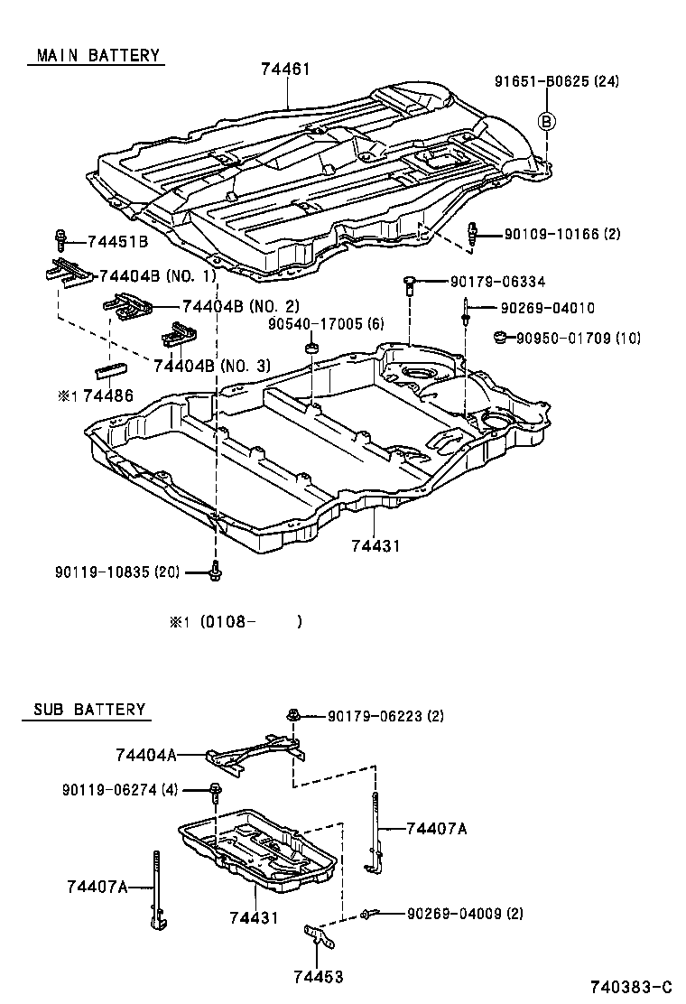Toyota 74404-42121 CLAMP SUB-ASSY, BATTERY