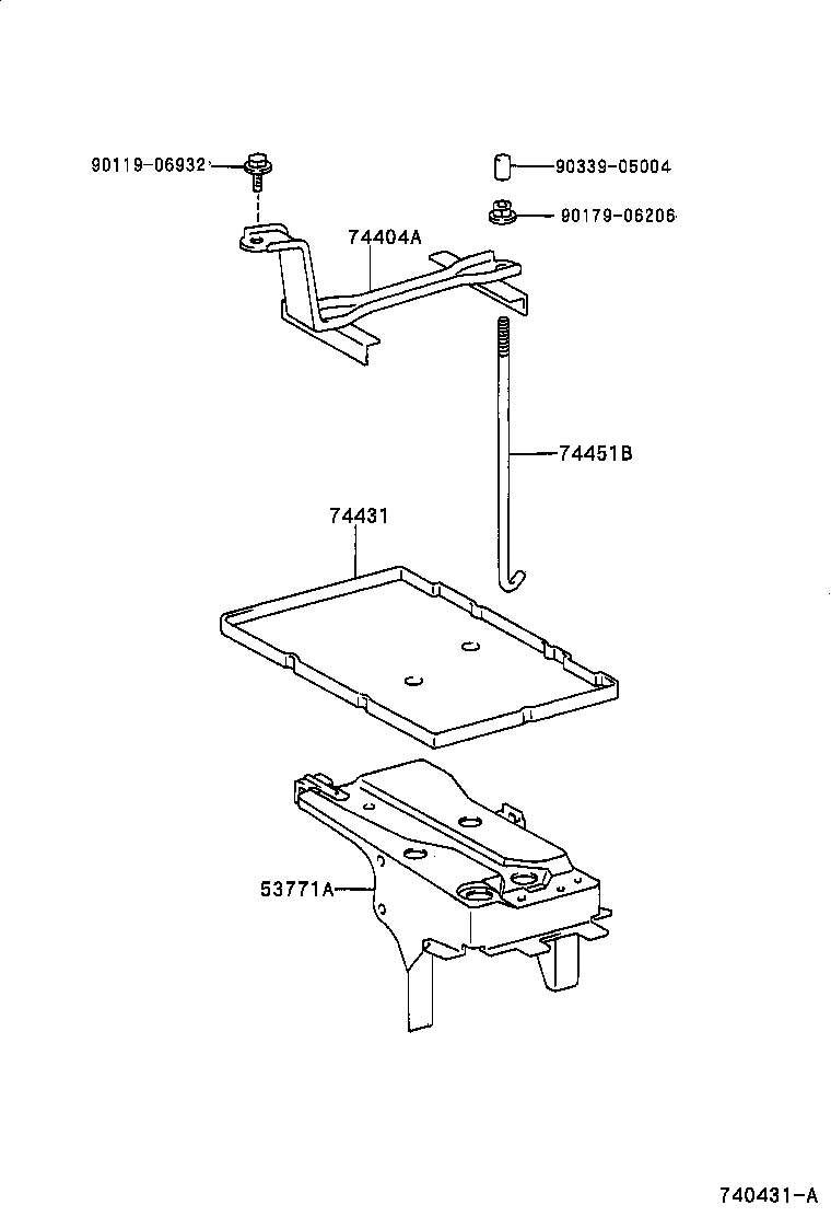 Toyota 53704-48010 SUPPORT, BATTERY CARRIER