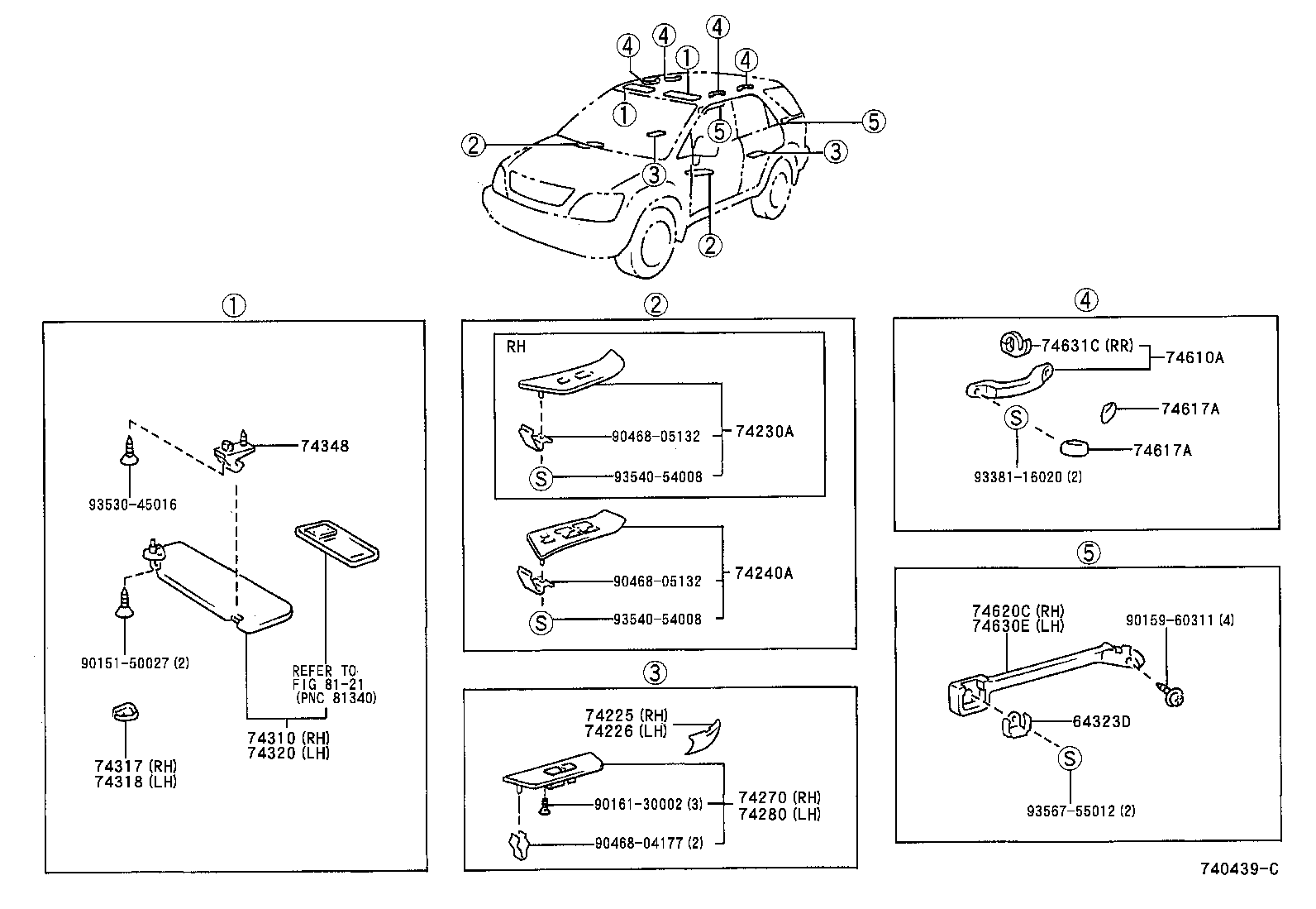 Toyota 74348-30020-B1 HOLDER, VISOR