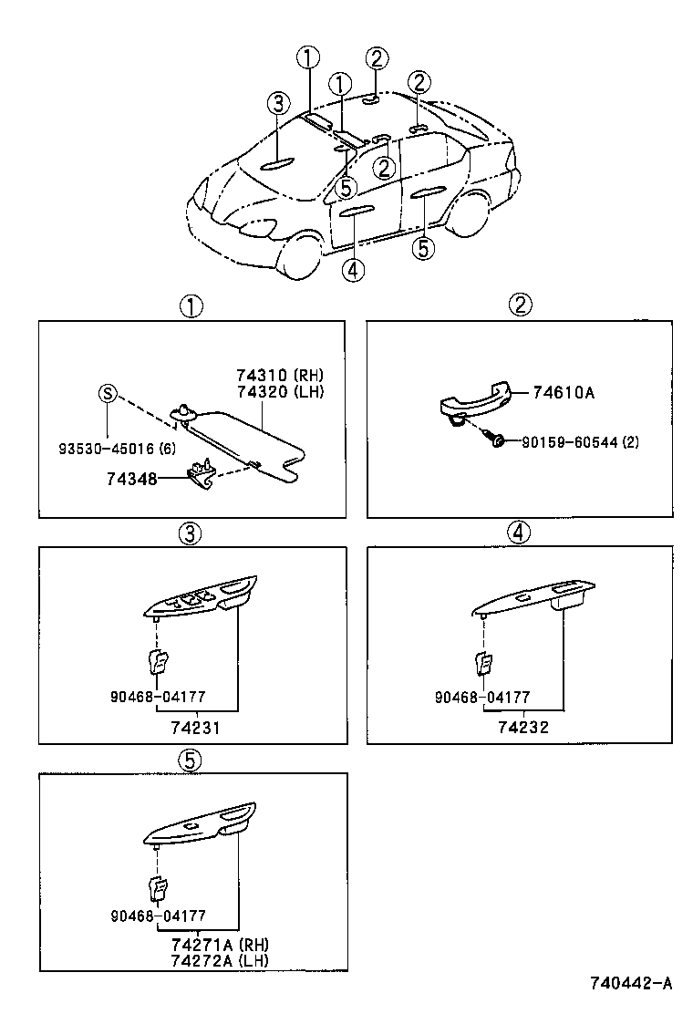 74232-47040 PANEL, FRONT ARMREST BASE, UPPER LH product image