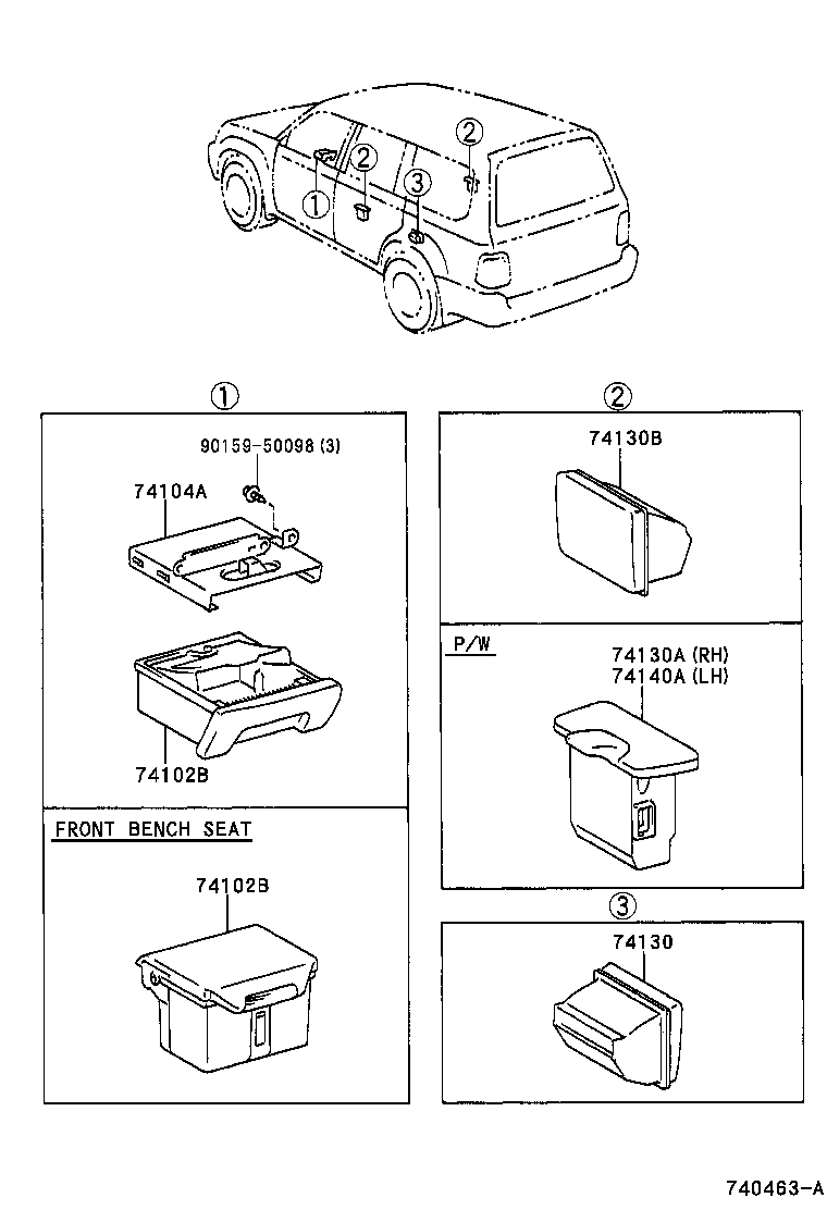 74102-60100-B0 BOX SUB-ASSY, FRONT ASH RECEPTACLE product image