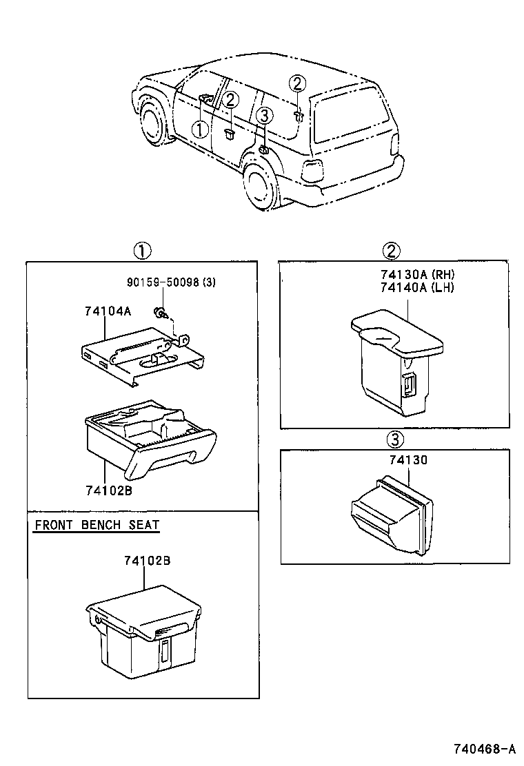 74102-60121 BOX SUB-ASSY, FRONT ASH RECEPTACLE product image