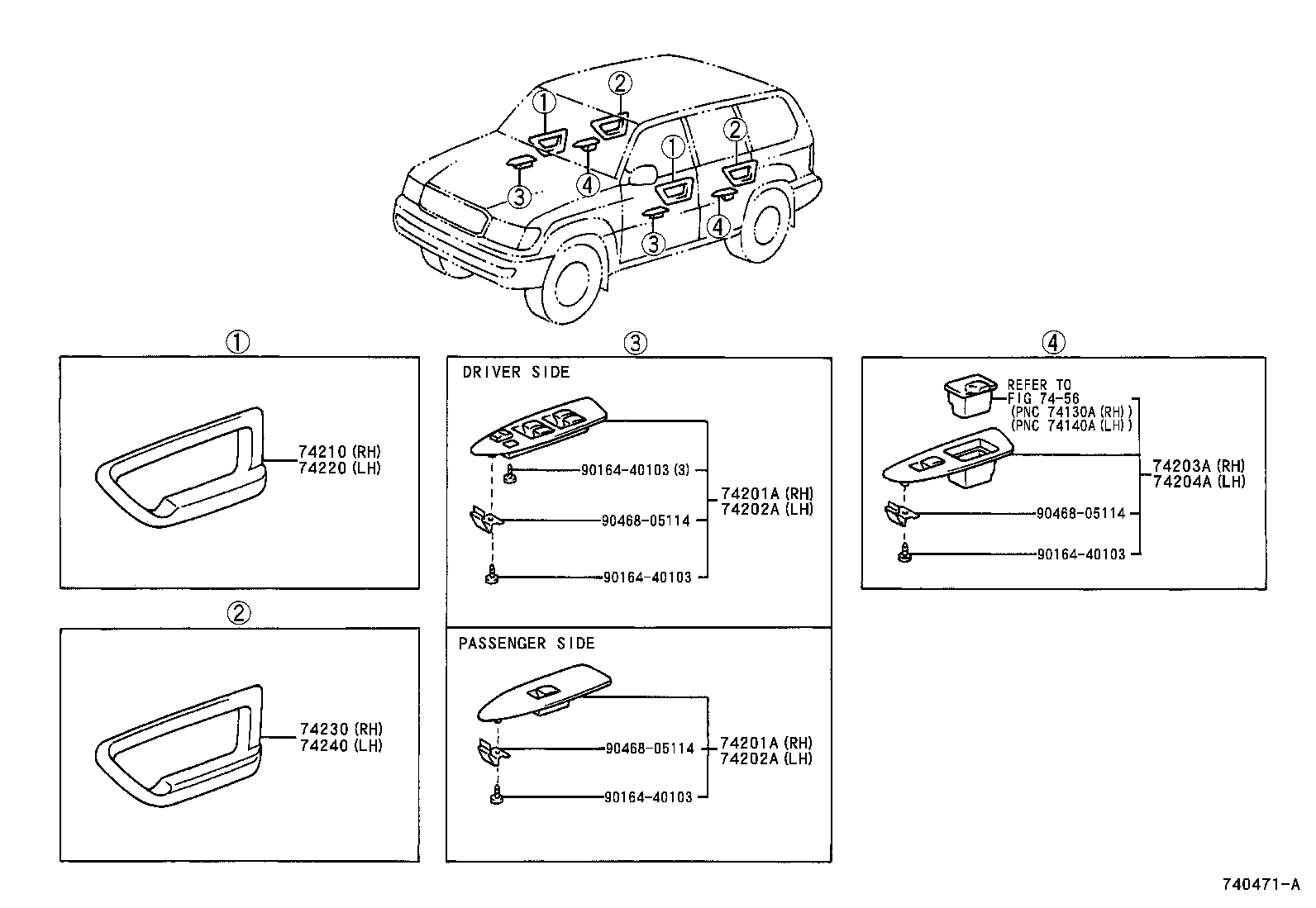 74203-60080 PANEL SUB-ASSY, REAR ARMREST BASE, UPPER RH product image