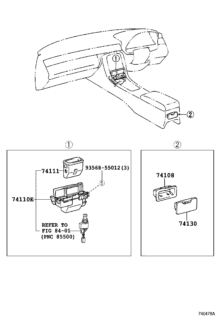 74110-24010 RECEPTACLE ASSY, FRONT ASH product image
