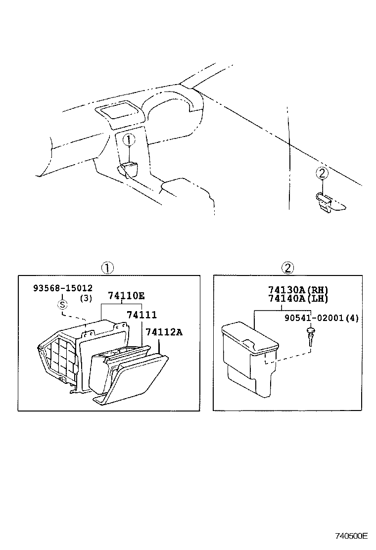 74101-51010 RECEPTACLE ASSY, FRONT ASH product image