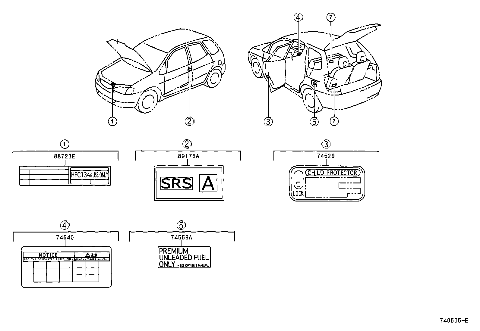 74543-13130 LABEL, REAR SEAT CAUTION product image