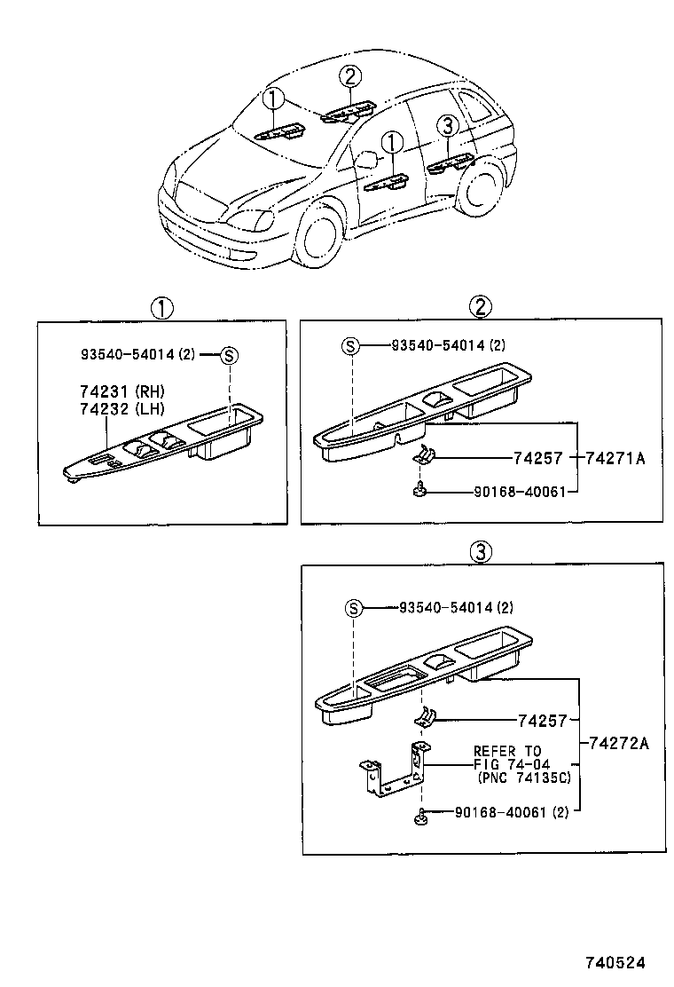 74232-44080 PANEL, FRONT ARMREST BASE, UPPER LH product image