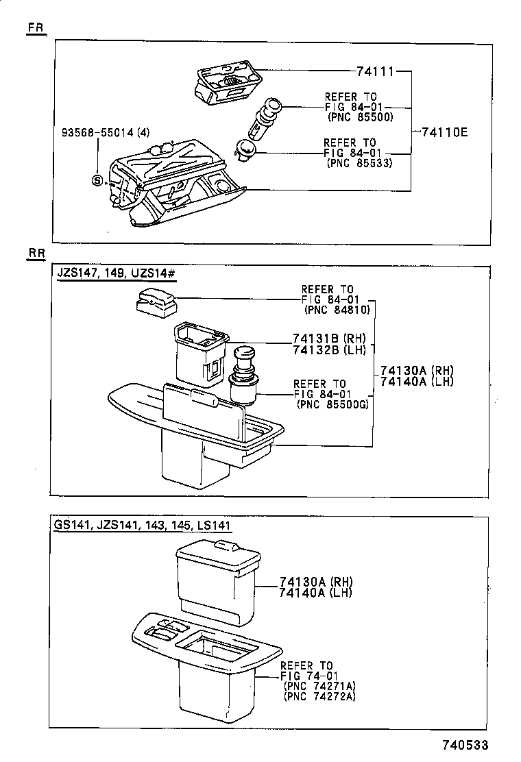 74110-30151 RECEPTACLE ASSY, FRONT ASH product image