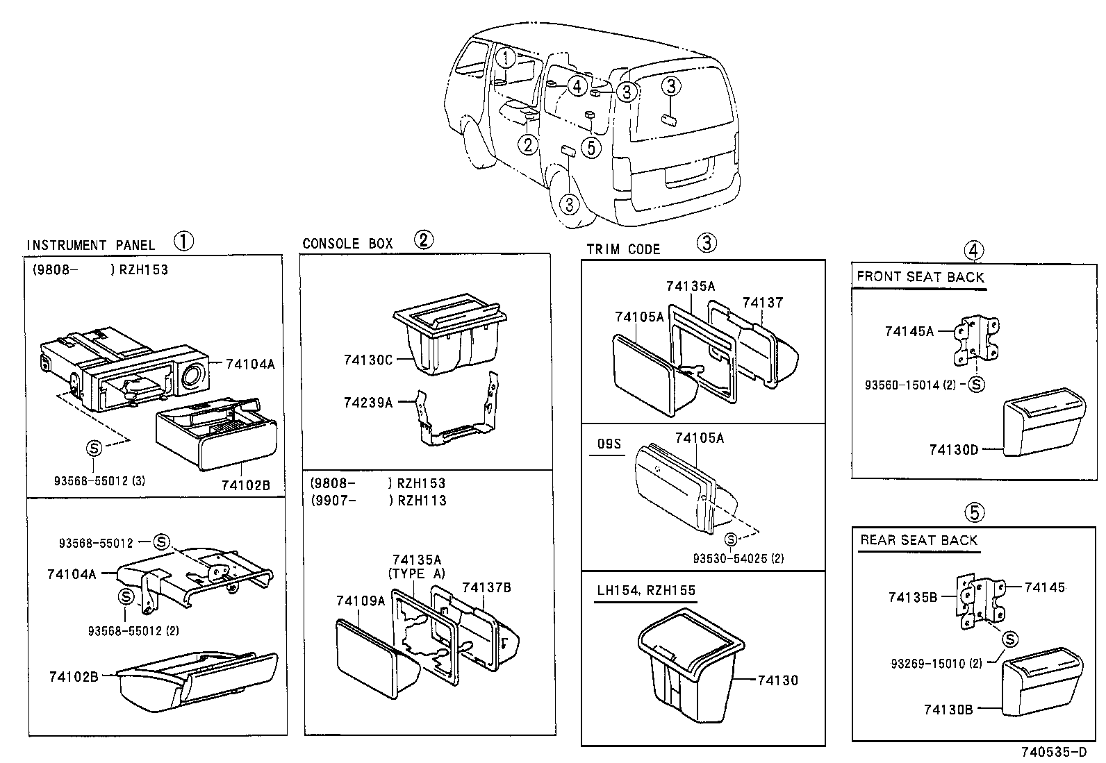 74135-26010 RETAINER, REAR ASH RECEPTACLE, NO.1 product image