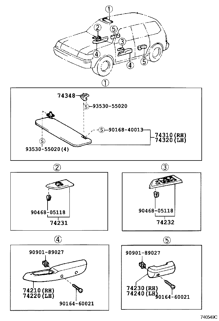 74348-0B010-B0 HOLDER, VISOR product image