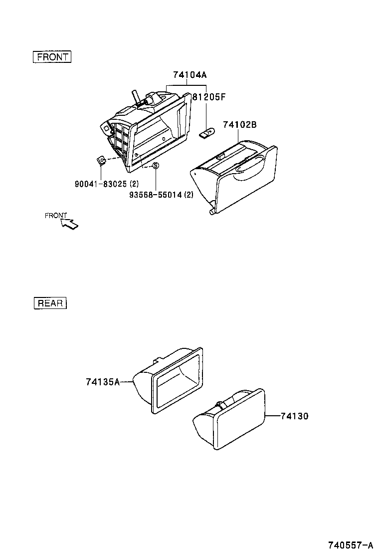 74102-97402 BOX SUB-ASSY, FRONT ASH RECEPTACLE product image