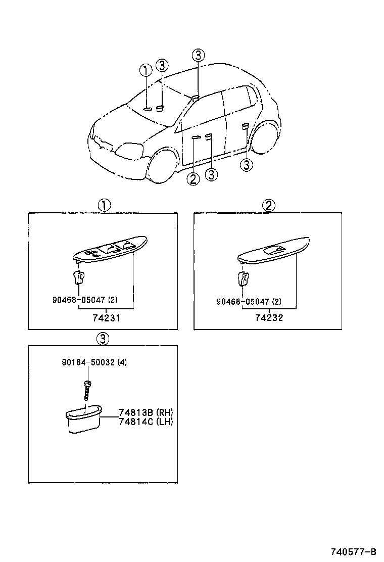 74348-0D010-B0 HOLDER, VISOR, RH product image
