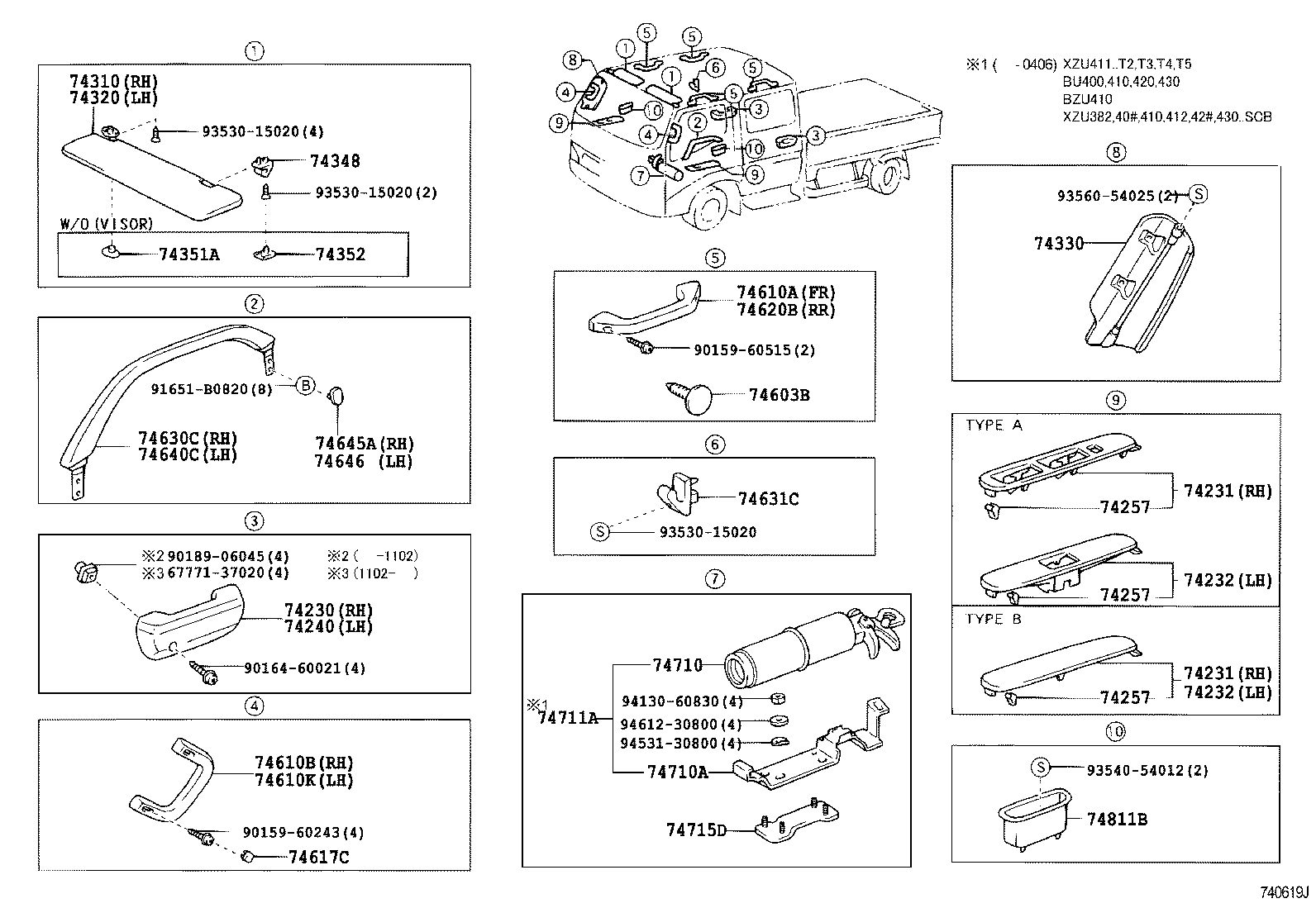 74330-89101-B0 VISOR ASSY, FRONT PILLAR product image