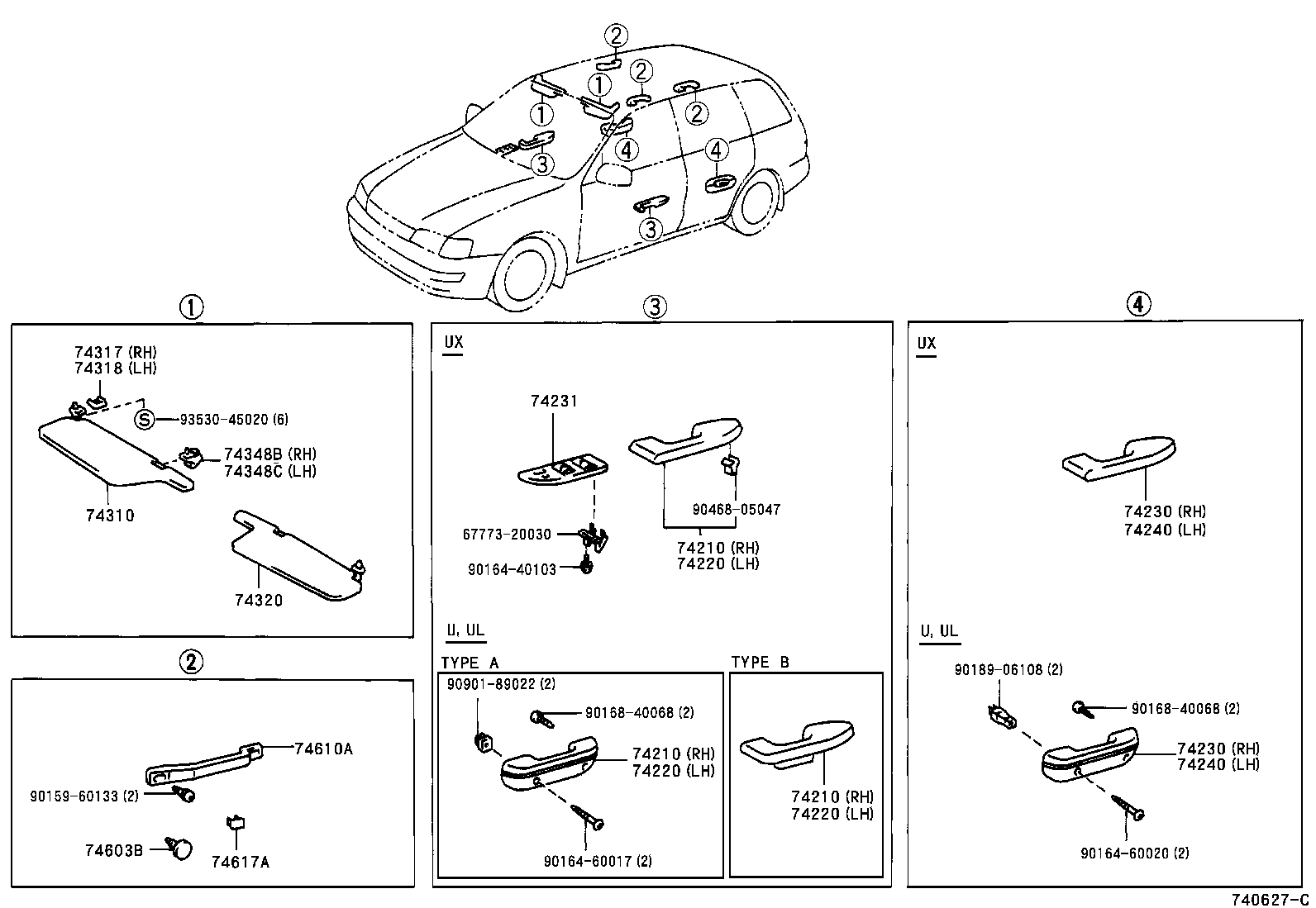 74348-22020-B0 HOLDER, VISOR, RH product image