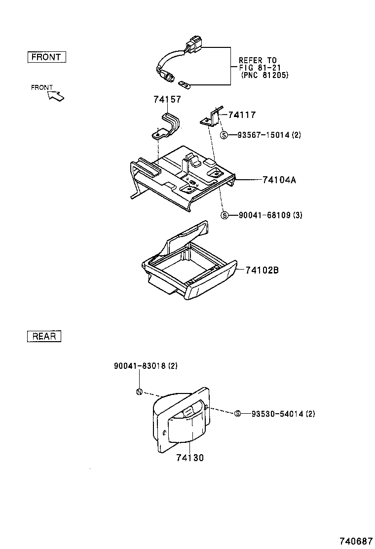 74102-87203-01 BOX SUB-ASSY, FRONT ASH RECEPTACLE product image