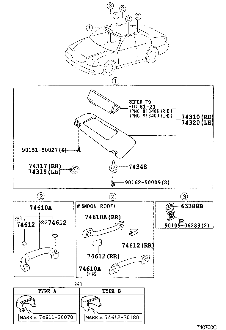 74640-30150-B0 GRIP ASSY, DOOR ASSIST, LH product image