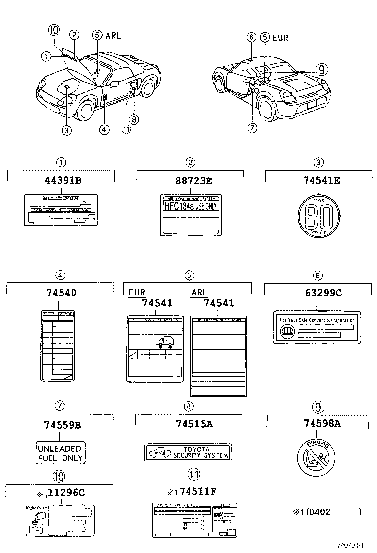 Toyota 88723-28220 LABEL, COOLER SERVICE CAUTION